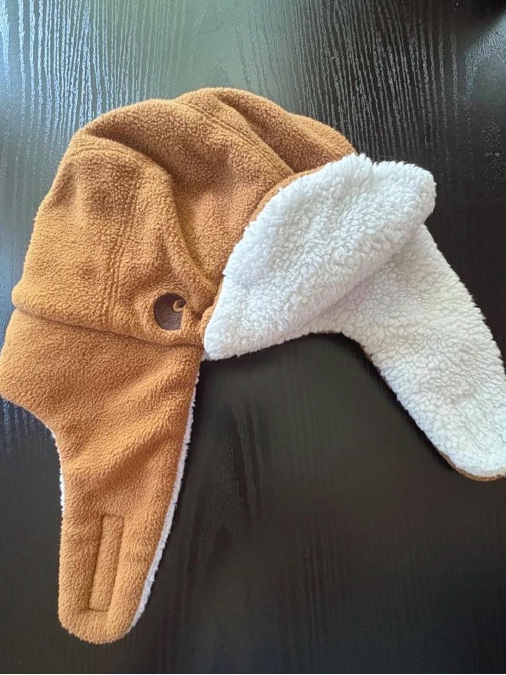Carhartt brown & tan fleece-lined duck hat